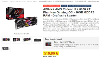 ASRock AMD Radeon RX 6800 XT Phantom Gaming 16G OC - Videokaart voor €519,90 bij Proshop