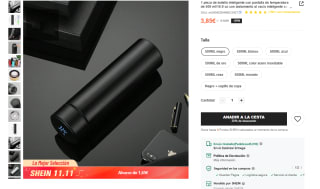 Botella inteligente con pantalla de temperatura de 500 ml por 3,85€