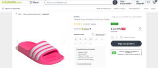 Sandalia Adidas Adilette Aqua Fucsia para niña por $10.990