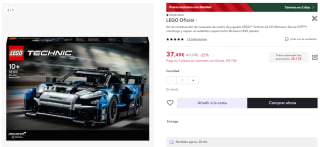 Lego Technic 42123 McLaren Senna GTR por 28,12€