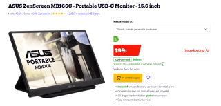 ASUS ZenScreen MB166C - LED-monitor voor €199 bij Bol.com