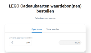 3% korting op Lego Cadeaukaarten via CashbackXL