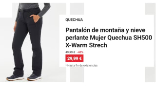 Pantalón de montaña para Mujer Quechua SH500 X-Warm Strech por 29.99€