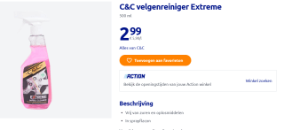 C&C velgenreiniger Extreme 500 ml voor €2,99 bij de Action