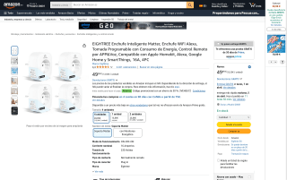 Pack 4 EIGHTREE Enchufe Inteligente Matter WiFi por 24,99€
