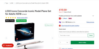 LEGO Icons Concorde Model Plane Set 10318 – £113
