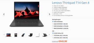 Lenovo ThinkPad T14 Gen 4 (21HD003VMH) voor €949,99 bij Laptopcentrale