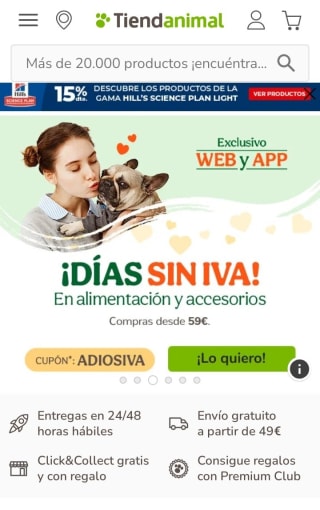 Días sin IVA en Tiendanimal.