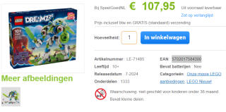 Lego Mateo and Z-Blob the Knight Battle Mech voor €107,95 bij Speelgoed.nl