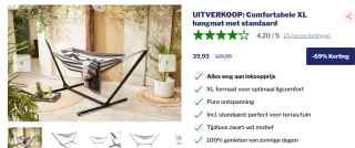 XL hangmat met standaard voor €39,95 bij Outspot