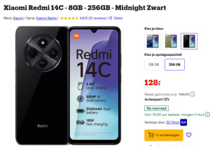 Xiaomi Redmi 14C 8GB 256GB Midnight Zwart voor €128 bij Bol