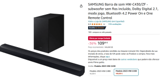 SAMSUNG Soundbar HW-C430/ZF Draadloze subwoofer voor €109 bij Amazon