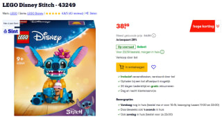LEGO Disney Stitch 43249 voor €38,99 bij Bol