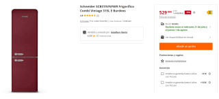 Frigorífico Combi Vintage 315L E Burdeos Schneider SCB315VNFWR por 529.89€