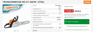 TRONÇONNEUSE MS 211 40CM - STIHL à 279€
