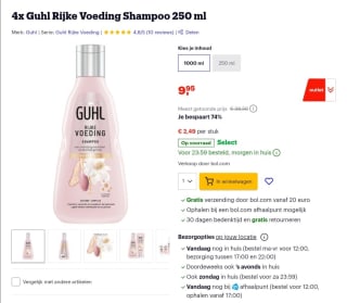 Korting bij Bol.com op 4x Guhl Rijke Voeding Shampoo 250 ml
