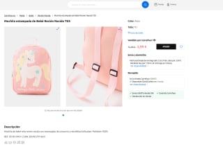 Mochila estampada de Bebé Recién Nacida TEX por solo 2,99€