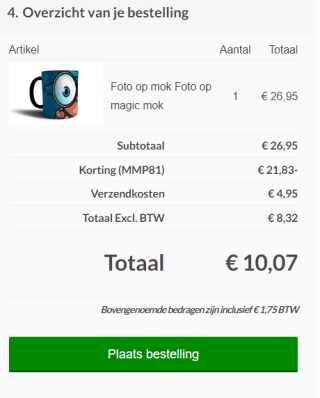Magic Mok met eigen foto voor €5,12 dmv code bij CanvasCompany