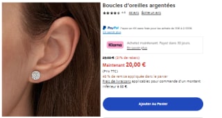 Boucle d’oreille argenté à 20€
