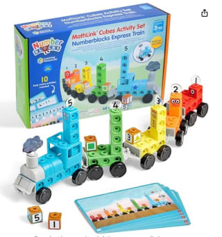 Juego con Actividades de Cubos MathLink, 3-6, Trenes de Juguete con 10 Actividades de matemáticas por 13,10€
