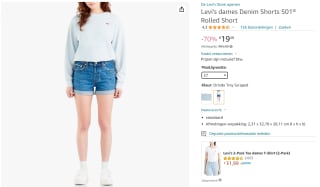 Levi's® Jeansshort voor €19,48 bij Amazon NL