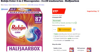 Robijn 3-in-1 Wascapsules Color 3 x 29 wasbeurten voor €17,99 bij Bol.com