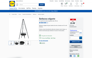 Barbacoa colgante de acero con parrilla regulable en altura por 23,99€