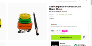 Set Pump Boomfit - Barra 28mm + 6 discos por 12.51€