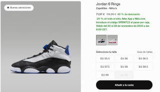 Zapatillas Jordan 6 Rings T35.5 por 53,97€