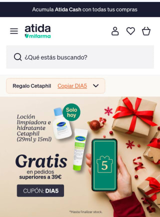 regalo de loción limpiadora e hidratante cetaphil 29ml y 15ml por compras +39€