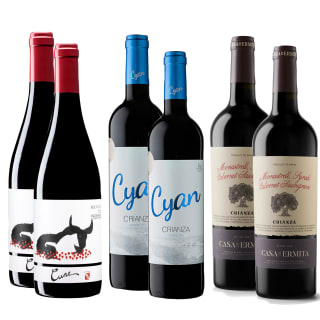 2 botellas de Cune Mencía 2022. Virgen del Galir. D.O. Valdeorras. + 2 botellas de Cyan Crianza 2020. B. Cyan. D.O. Toro. + 2 botellas de Casa de la Ermita Crianza 2021. Casa de la Ermita. D.O. Jumilla por 34.6€