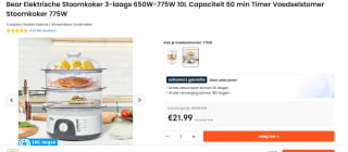 3-Laags Food Steamer - BPA-Vrij voor €21,99 bij Ochama