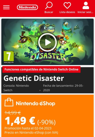 Genetic Disaster Nintendo Switch por 1,49€.