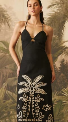 Vestido con Lino y Cordón Bordado por $29.990