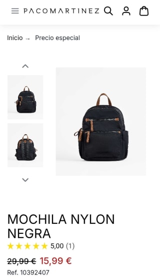 Mochila Nylon negra por 15,99€.