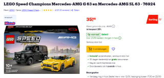 LEGO Speed Champions Mercedes-AMG G 63 en Mercedes-AMG SL 63 (76924) voor €35,99 bij Amazon en Bol