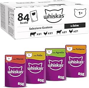 Whiskas 1+ Classic Selectie in saus natvoer kat multipack 84 x 85 g voor €24,99 bij Amazon