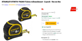 Stanley STHT0-74260 Tylon rolbandmaat - 2 pack - 5m en 8m voor €9 bij Bol