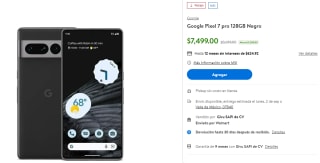 Google Pixel 7 Pro 128GB por $7,049 en Walmart con Cashi