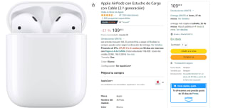 Apple AirPods con Estuche de Carga con Cable (2.ª generación) 109€
