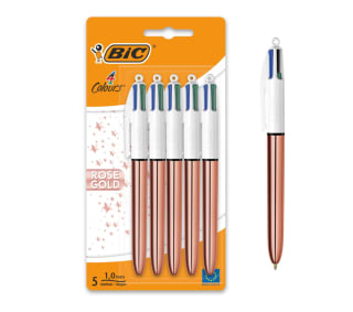 BIC Pack de 5 Bolígrafos Retráctiles Rose Gold 4 colores Punta Media 1,0 mm por solo 10,98€