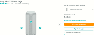 Sony SRS-XE300 - Draagbare draadloze Bluetooth speaker voor €43,46 bij Art & Craft