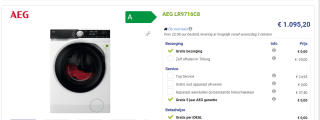 AEG LR9716C8 AbsoluteCare wasmachine voor €1.095,20 bij Beterwitgoed