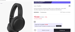 Auriculares Lenovo inalámbricos TH30 por 13€ (primer pedido por 10.90€)