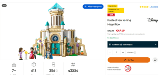 LEGO Disney Wish Kasteel van koning Magnifico Wish Film Set voor €47,49 in de Lego store