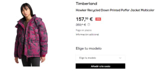 Chaqueta estampada y acolchada Timerland de plumón reciclado Howker para mujer por 157.5€