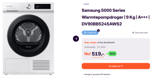 Samsung warmtepompdroger voor €519 bij Ibood