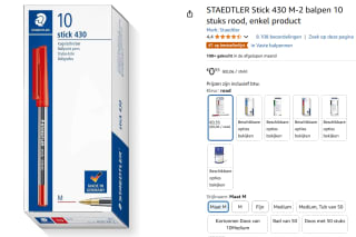 Balpen Staedtler Stick 430 rood 10 stuks voor €0,55 bij Amazon