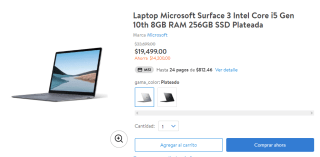 Laptop Microsoft Surface 3 a $19,499 en Walmart