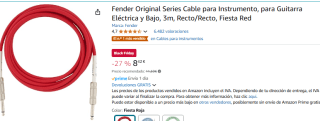 Recopilación Cable para Guitarra Eléctrica y Bajo, 3m, Recto/Recto por 8,42€